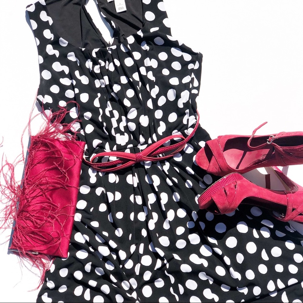 SZ 2 WHBM Black and White Polka Dot Dress
